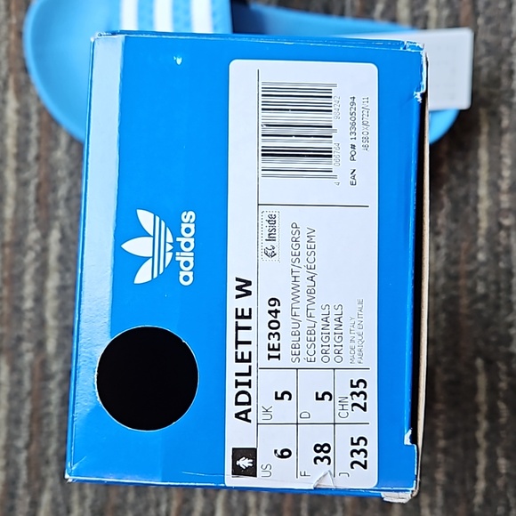 Adidas Adilette Slides US 6 BNWT Bright Blue - Picture 4 of 7